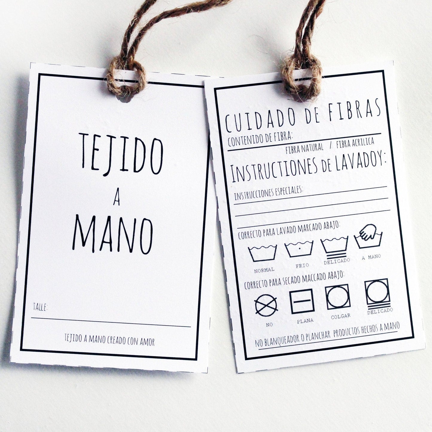 Tejido a mano 2 PDF descarga instantánea – ambos instrucciones de cuidado de tejido hecho a mano y etiquetas de instrucciones de lavado/secado. Tejer.