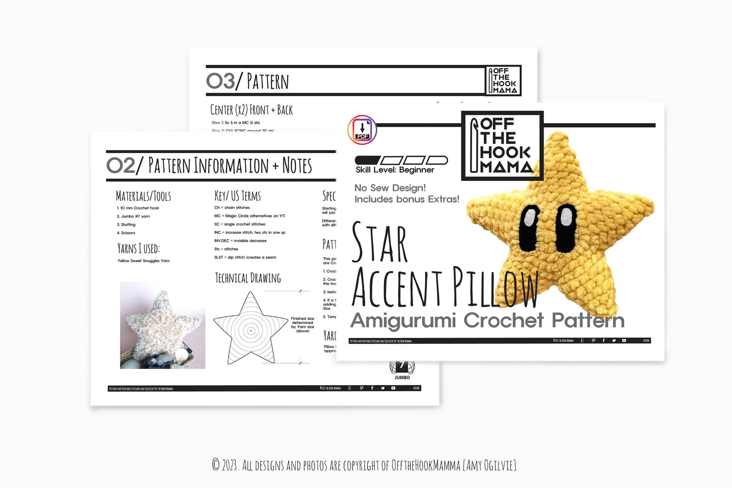 Boho Star Shaped Amigurumi Crochet Throw Pillow PATTERN - No Sew Amigurumi, crochet nursery pillow, Twinkle twinkle star Instant Download