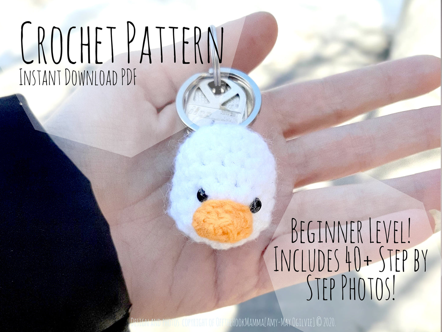 Darling Duck DIY Key Chain - NO SEW - Amigurumi Crochet Keychain Pattern and photo tutorial Duckling Head Kawaii Keychain Crochet Pattern