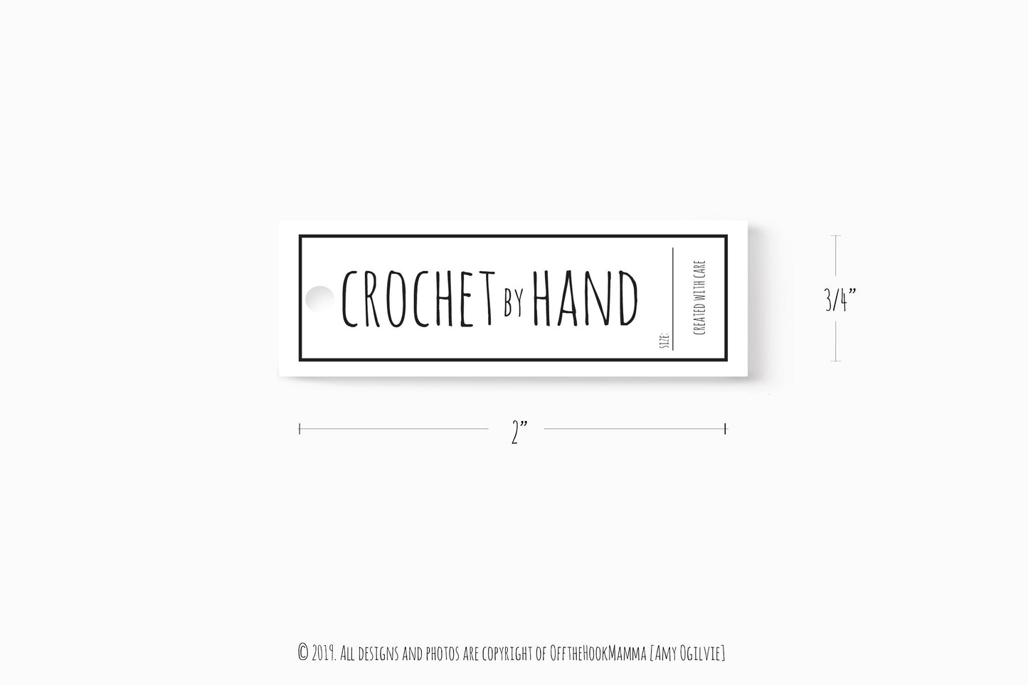 Crochet Tag - PRINTABLE PDF - Hang Tags / Size labels for Handmade crochet projects. 16 tags / page. Perfect for gifting your makes!