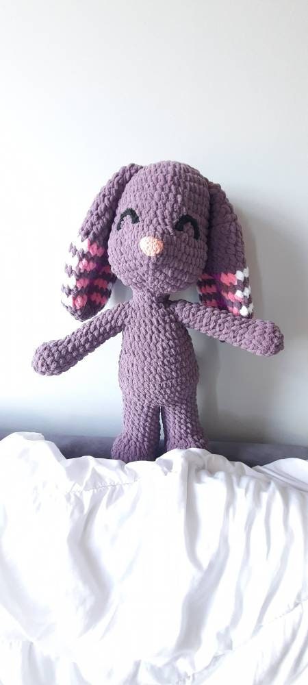 Cuddle Bunny PDF Amigurumi Crochet Pattern. Crochet a join as you go Bunny Rabbit Blanket Yarn Amigurumi toddler body pillow