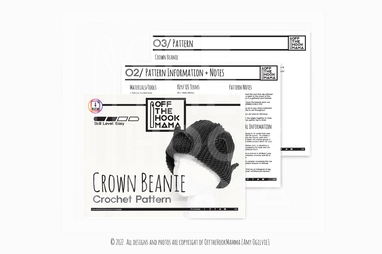 PDF Instant Download - CROCHET PATTERN - Riverdale, Jug Head Jones ribbed crochet Crown hat pattern. Whoopie Cap.