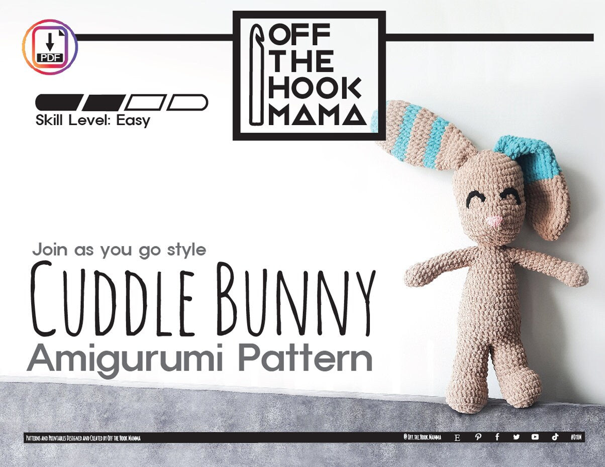 Cuddle Bunny PDF Amigurumi Crochet Pattern. Crochet a join as you go Bunny Rabbit Blanket Yarn Amigurumi toddler body pillow