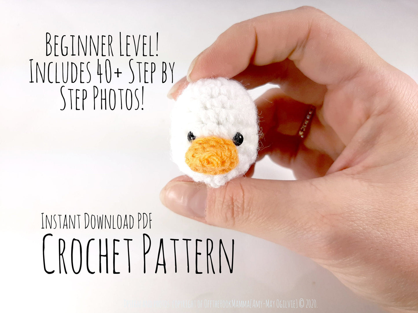 Darling Duck DIY Key Chain - NO SEW - Amigurumi Crochet Keychain Pattern and photo tutorial Duckling Head Kawaii Keychain Crochet Pattern