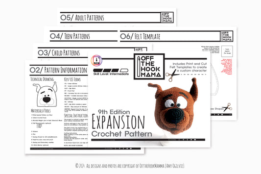 9th Edition Scoobert Character Hat Expansion Pack. DIY Crochet Pop art Scoob beanie Embellishments.