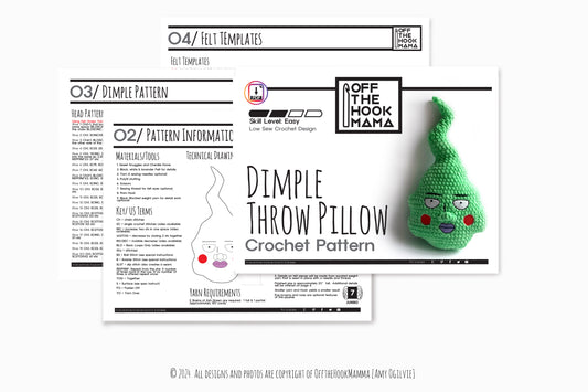 Dimple Ghost Crochet Pillow PATTERN - Amigurumi Throw Pillow (PDF)