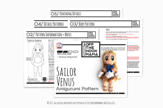 Crochet Sailor Venus Amigurumi Pattern: Chibi Minako Aino (PDF Pattern)
