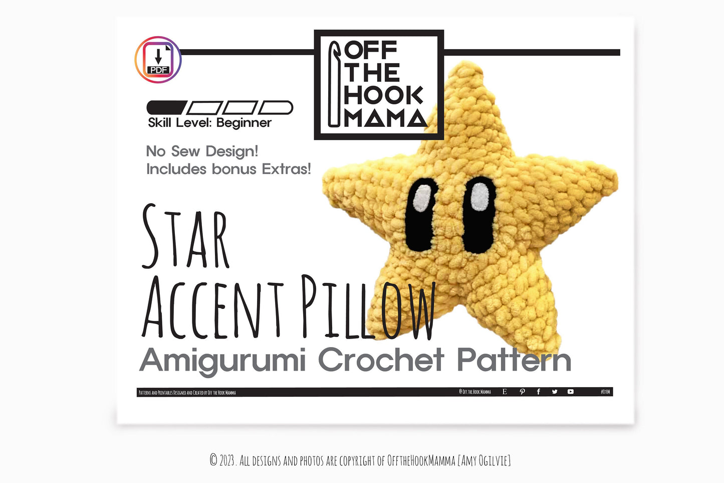Boho Star Shaped Amigurumi Crochet Throw Pillow PATTERN - No Sew Amigurumi, crochet nursery pillow, Twinkle twinkle star Instant Download