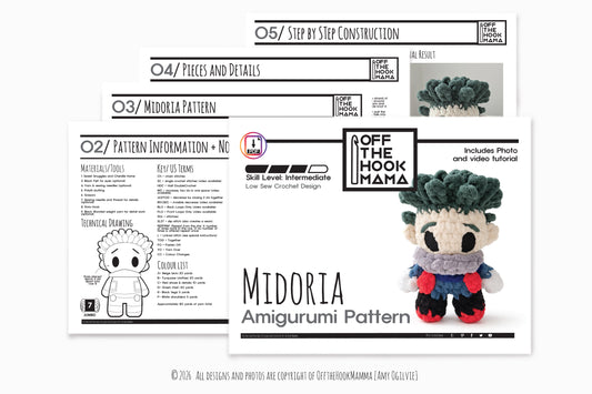 Midoria Chibi Amigurumi Crochet PATTERN - No and low Sew Amigurumi, crochet chibi plush Instant Download