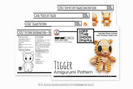 Tigger Crochet Chibi PATTERN: Character Crochet Plush Amigurumi (PDF Pattern)
