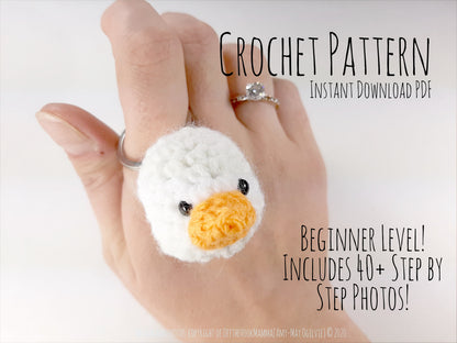 Darling Duck DIY Key Chain - NO SEW - Amigurumi Crochet  Keychain Pattern and photo tutorial Duckling Head Kawaii Keychain Crochet Pattern