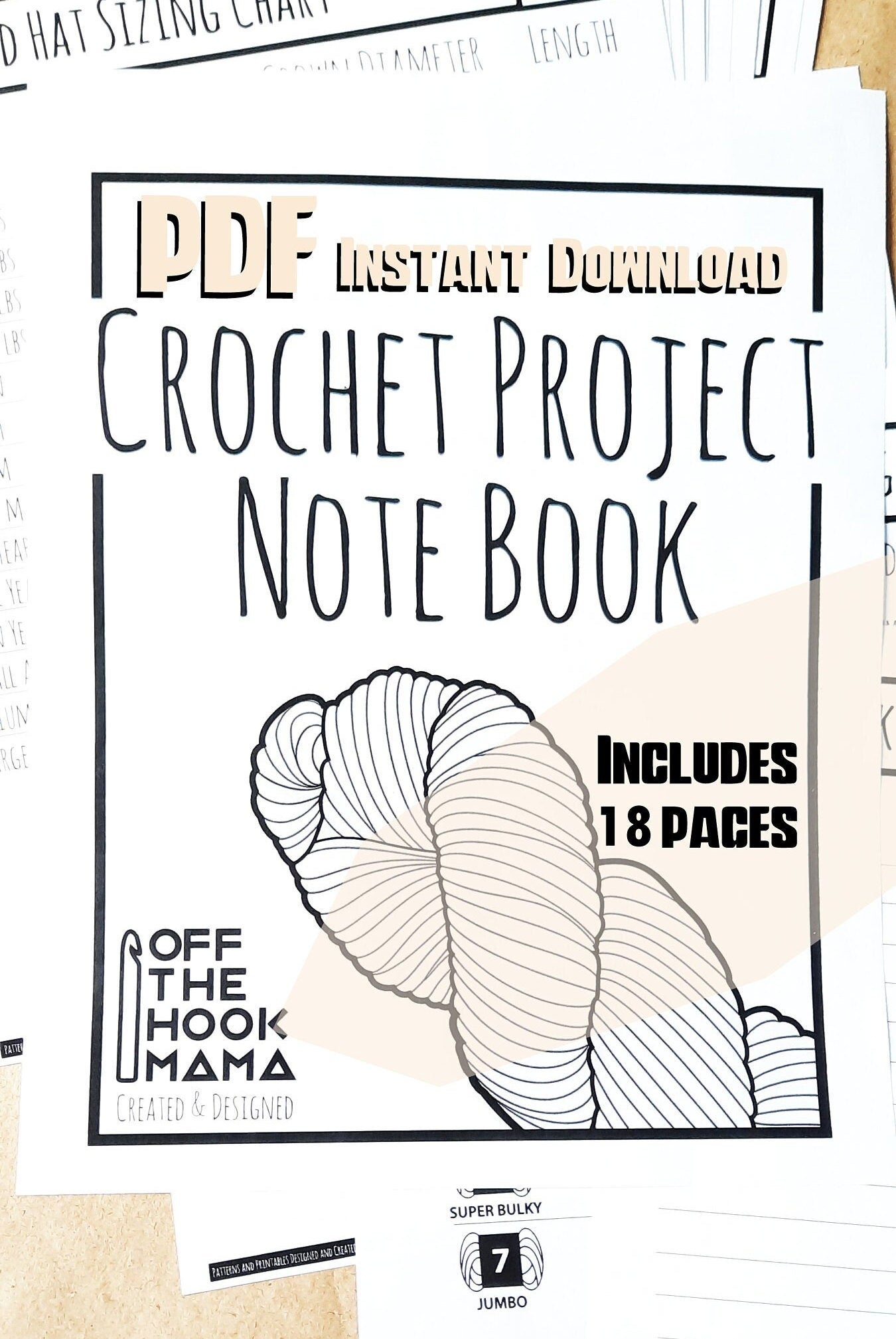 Crochet Project Notebook PDF Journal Project digital planner Standard size charts monthly/weekly planner, Inventory + Custom Order Printable