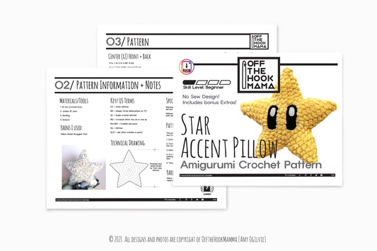 Boho Star Shaped Amigurumi Crochet Throw Pillow PATTERN - No Sew Amigurumi, crochet nursery pillow, Twinkle twinkle star Instant Download