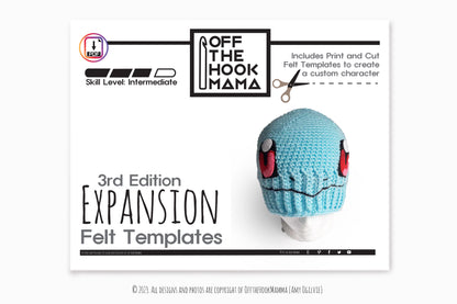 3rd Edition Squirt Character Hat Expansion Pack. DIY Crochet Pop art Squirrel beanie Embellishments.
