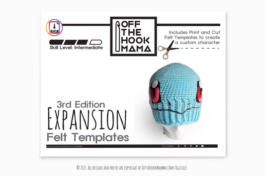 3rd Edition Squirt Character Hat Expansion Pack. DIY Crochet Pop art Squirrel beanie Embellishments.