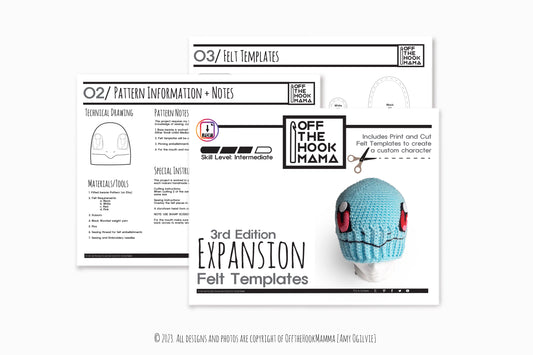 3rd Edition Squirt Character Hat Expansion Pack. DIY Crochet Pop art Squirrel beanie Embellishments.