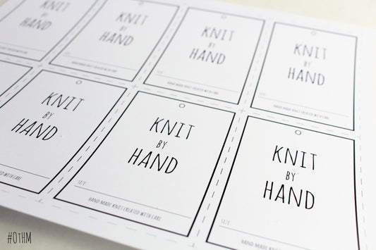 8 tag page PDF Instant Download - Knit by Hand - DIY printable Knitting tags - craft labels for handmade knitted gifts. Handknit product tag