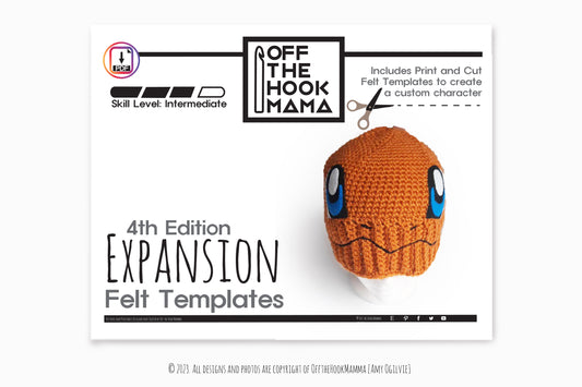 4th Edition Charmaster Character Hat Expansion Pack. DIY Crochet Pop art Sriracha beanie Embellishments.