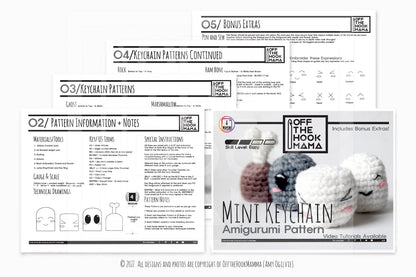 DIY Mini Kawaii Crochet Key Chain Pattern pack - NO SEW - Amigurumi Crochet Keychain Patterns with bonus extra's included + video tutorials!