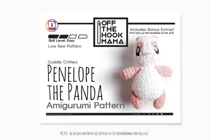Amigurumi Panda Crochet Pattern: Penelope the Cuddly Chenille Critter (PDF Pattern)