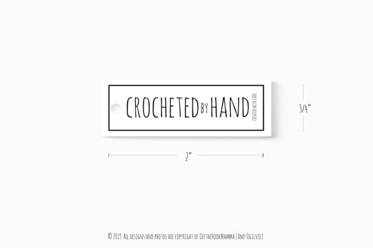 Crocheted by Hand, Created with Care Tag - PRINTABLE PDF - Hang Tag labels for crochet projects. 16 tags/page. Perfect for gift giving!