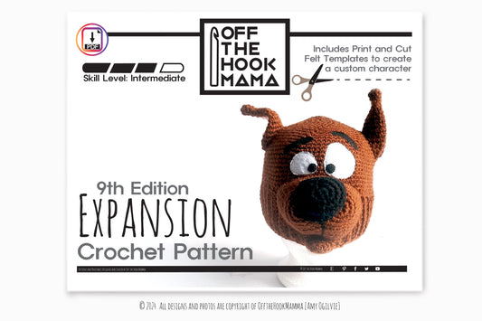 9th Edition Scoobert Character Hat Expansion Pack. DIY Crochet Pop art Scoob beanie Embellishments.
