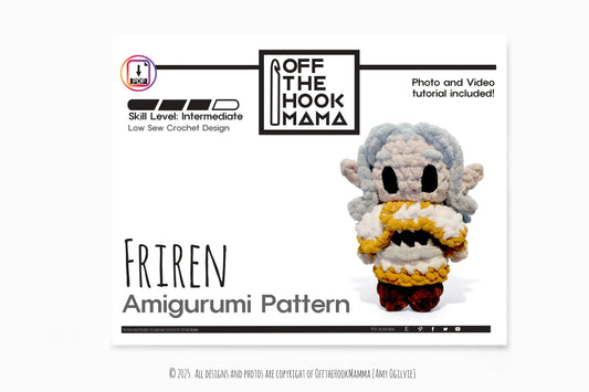 Friren Crochet Chibi PATTERN: Character Crochet Plush Amigurumi (PDF Pattern)