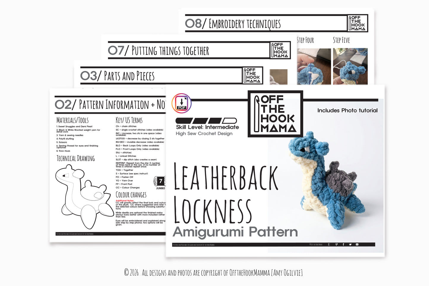 Leatherback Lochness Amigurumi Crochet PATTERN - High Sew Amigurumi, crochet pop culture plush Instant Download