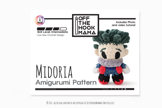 Midoria Chibi Amigurumi Crochet PATTERN - No and low Sew Amigurumi, crochet chibi plush Instant Download