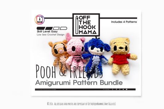 Pooh and Friends Pattern Bundle Chibi Amigurumi Crochet PATTERN - No and low Sew Amigurumi, crochet chibi plush Instant Download