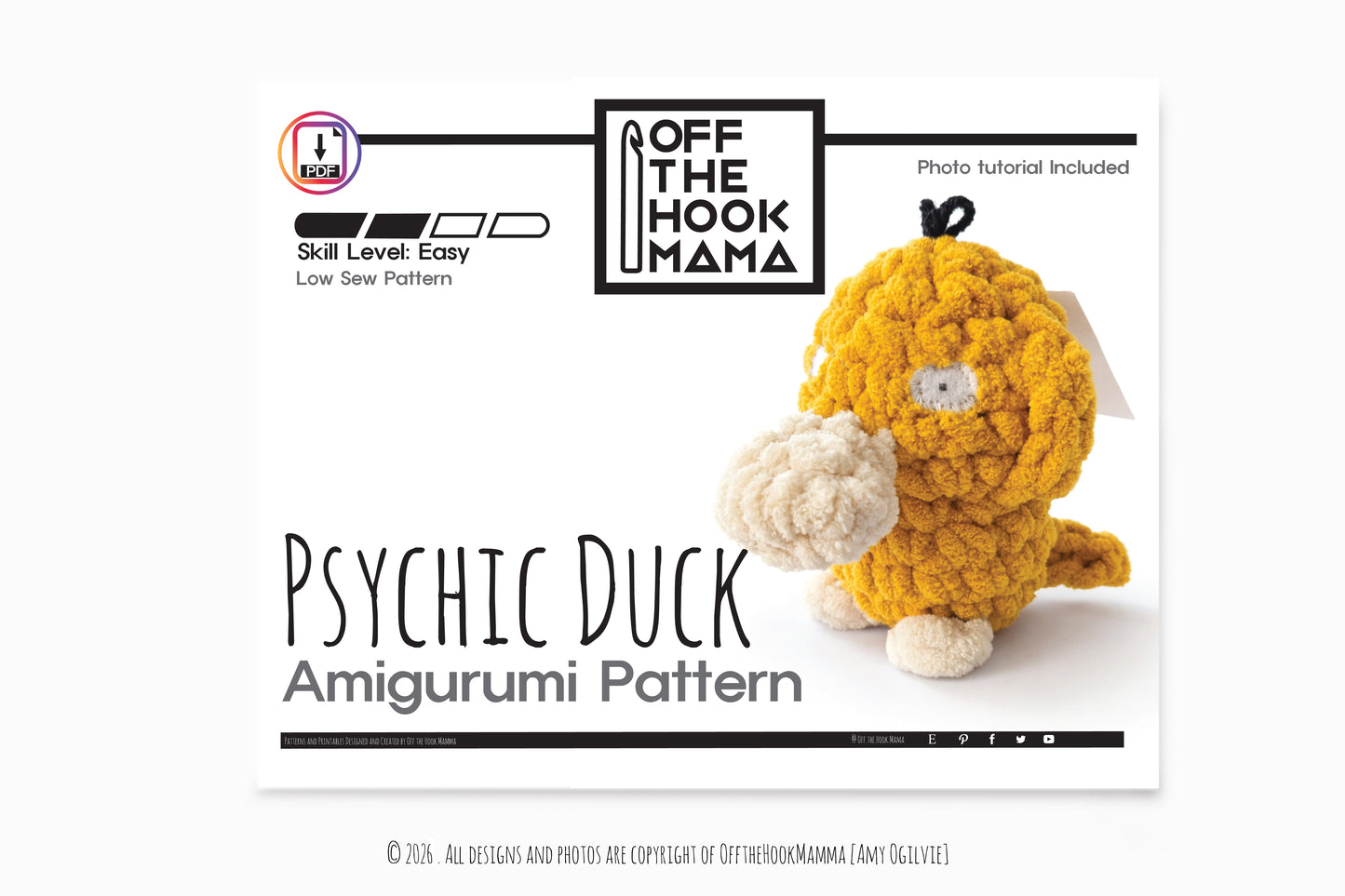 Psychic Duck Amigurumi Crochet PATTERN - Low Sew Amigurumi, crochet pop culture plush Instant Download
