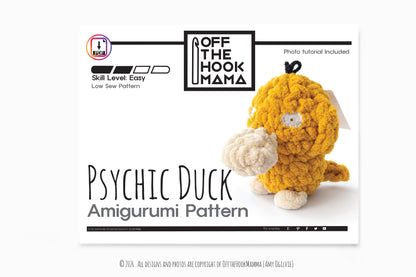 Psychic Duck Amigurumi Crochet PATTERN - Low Sew Amigurumi, crochet pop culture plush Instant Download