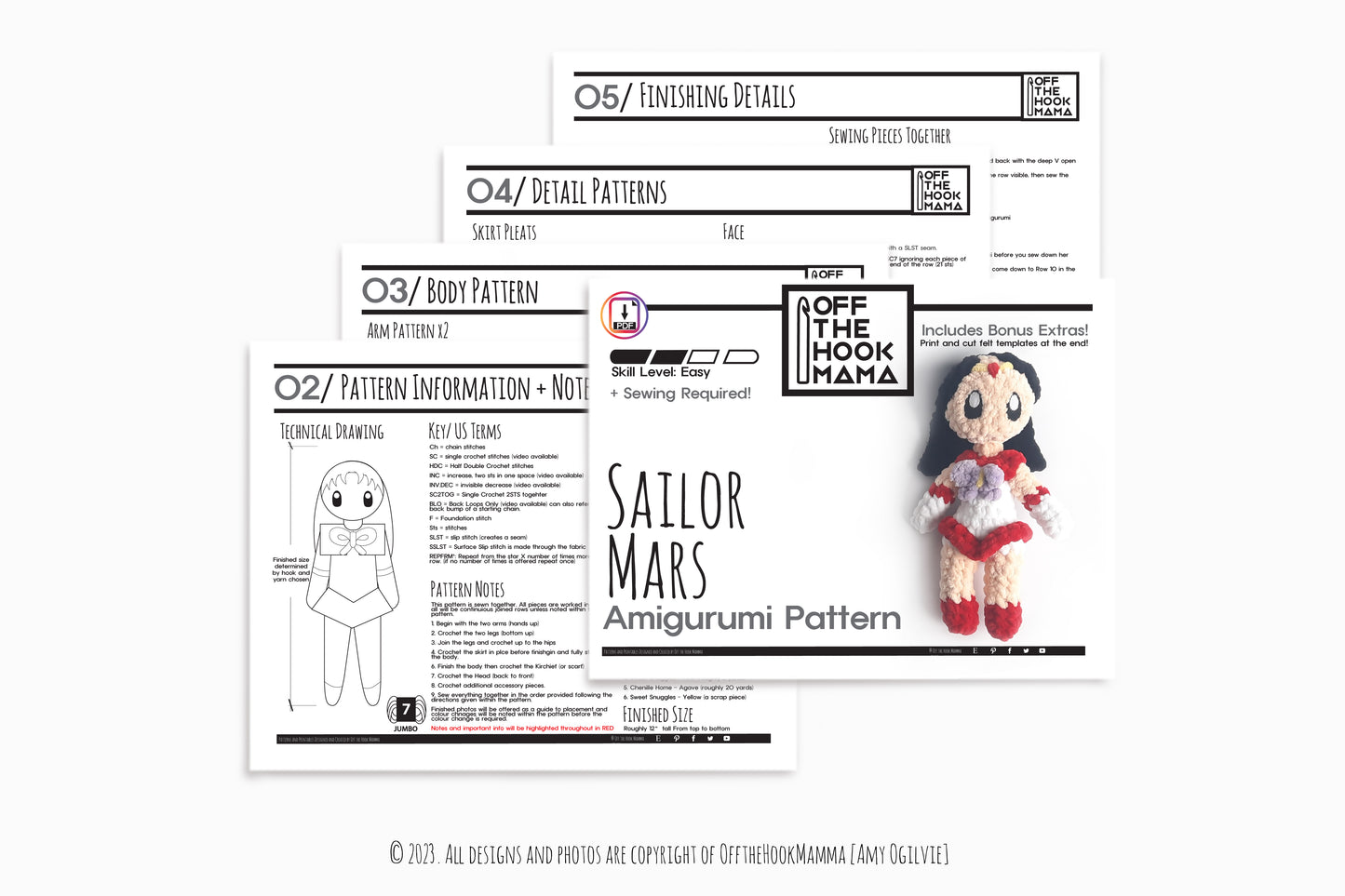Crochet Sailor Mars Amigurumi Pattern: Chibi Rei Hino (PDF Pattern)