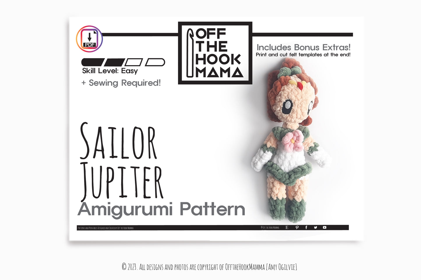 Crochet Sailor Jupiter Amigurumi Pattern: Chibi Plush (PDF)