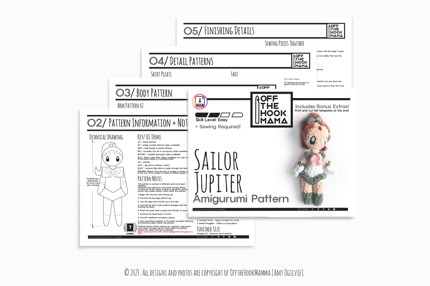 Crochet Sailor Jupiter Amigurumi Pattern: Chibi Plush (PDF)