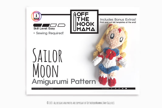 Crochet Sailor Moon Amigurumi Pattern: Chibi Usagi Tsukino (PDF Pattern)