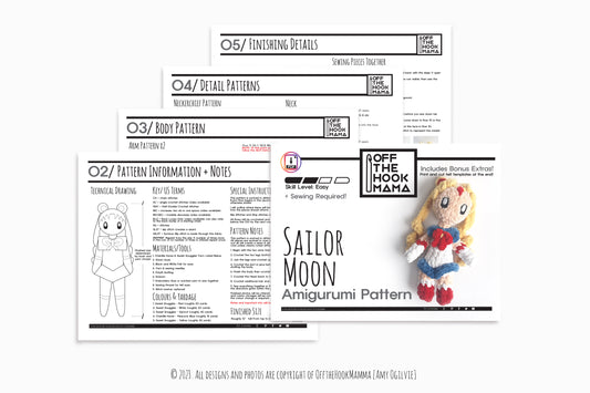 Crochet Sailor Moon Amigurumi Pattern: Chibi Usagi Tsukino (PDF Pattern)