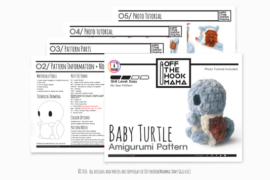 Baby Turtle Amigurumi Crochet PATTERN - No Sew Amigurumi, crochet pop culture plush Instant Download