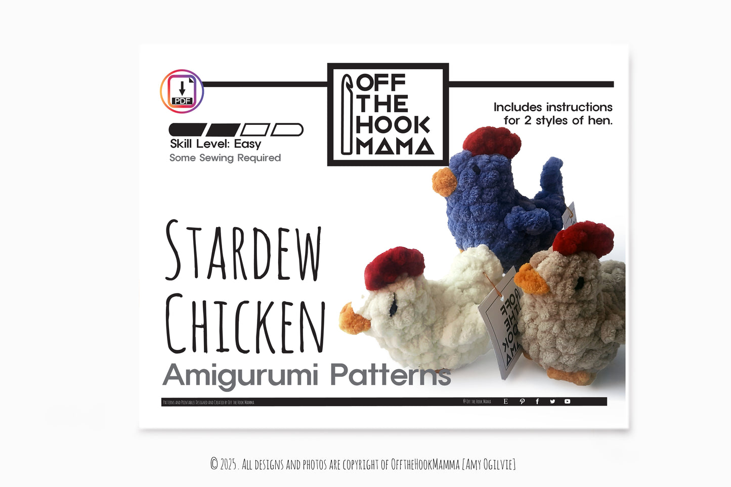Crochet Chicken Pattern: Stardew Hen Amigurumi (PDF Pattern)