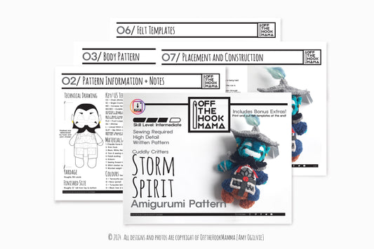 Storm Spirit Plush Amigurumi, Cuddly Chenille Characters. Posh yarn Crochet Pattern