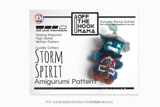 Storm Spirit Plush Amigurumi, Cuddly Chenille Characters. Posh yarn Crochet Pattern