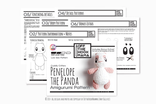 Amigurumi Panda Crochet Pattern: Penelope the Cuddly Chenille Critter (PDF Pattern)