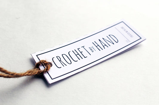 Crochet Tag - PRINTABLE PDF - Hang Tags / Size labels for Handmade crochet projects. 16 tags / page. Perfect for gifting your makes!