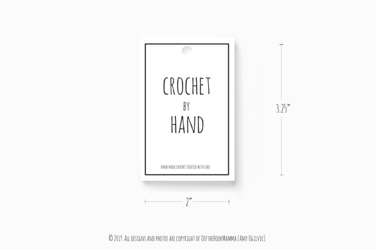 Crochet by Hand -Hang tags for Handmade Crochet projects - Craft Show prep with Crochet label cards - 1pg PDF Instant Download includes 8pcs