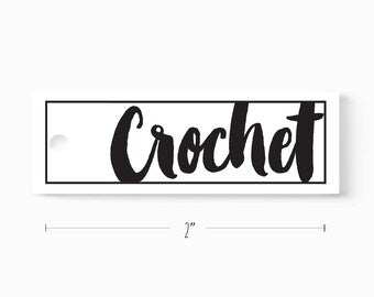 Crochet Skinny Tag - PRINTABLE PDF - Hang Tag labels for crocheted projects. 16 tags/page. Perfect for gift giving!