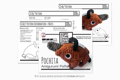 Pochita Crochet Pillow PATTERN: Chainsaw Dog Amigurumi (PDF Pattern)