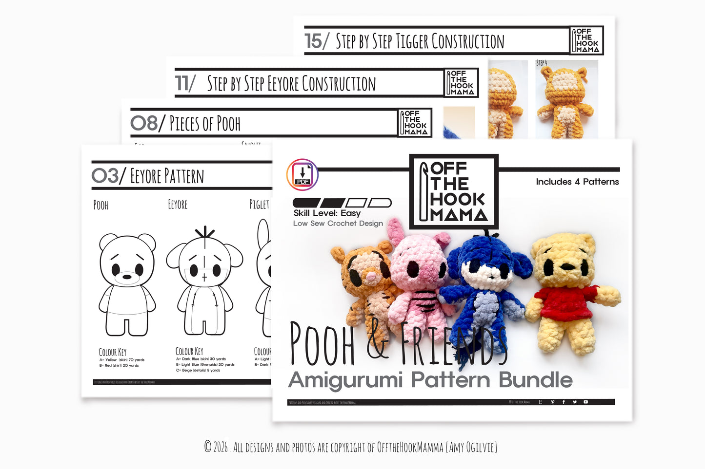 Pooh and Friends Pattern Bundle Chibi Amigurumi Crochet PATTERN - No and low Sew Amigurumi, crochet chibi plush Instant Download